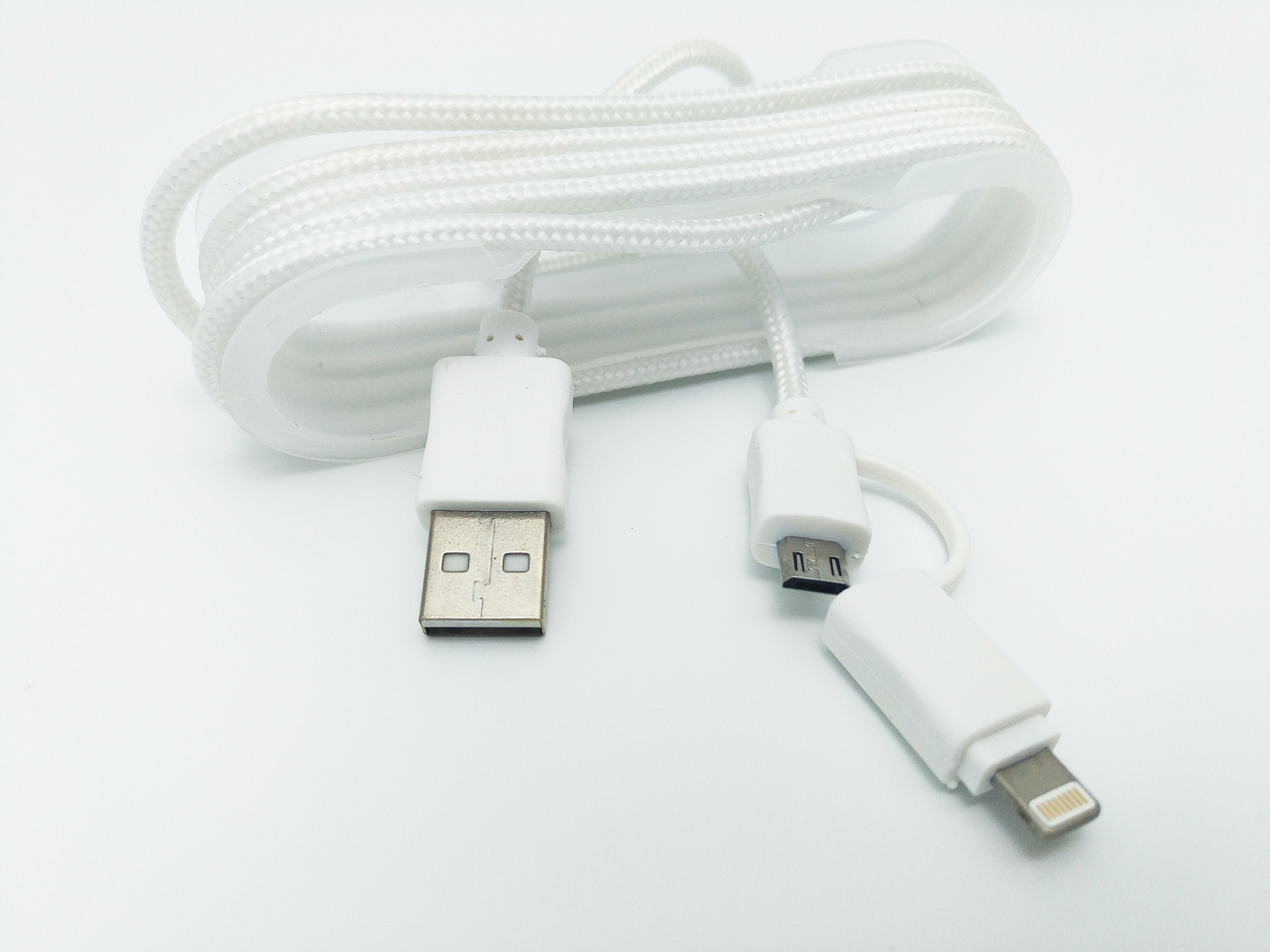Cablu De Date MRG M-175, 2 In 1, Iphone 5/6 + Micro USB, Alb