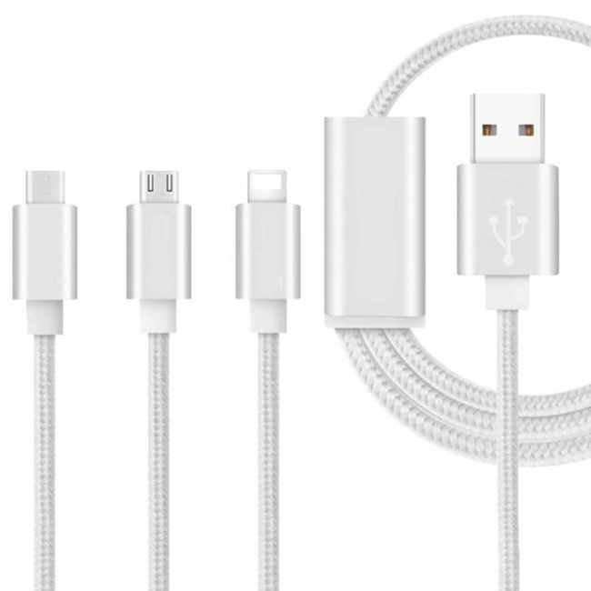 Cablu De Date 3 In 1 Iphone 5/6 + Micro Usb + Type C