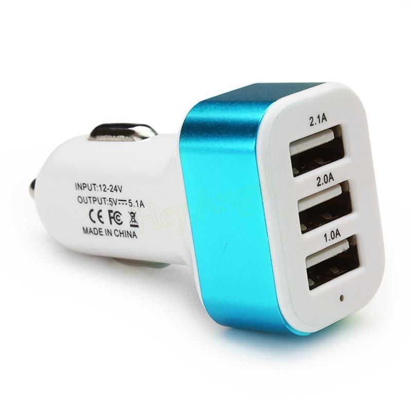 Adaptor Priza Bricheta MRG L-177, 12-24V auto, 3 x USB, Albastru