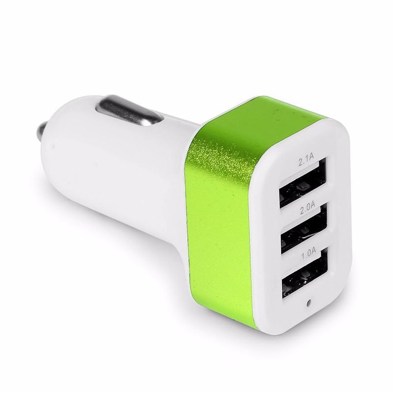 Adaptor Priza Bricheta MRG M-179, 12-24V auto, 3 x USB, Verde