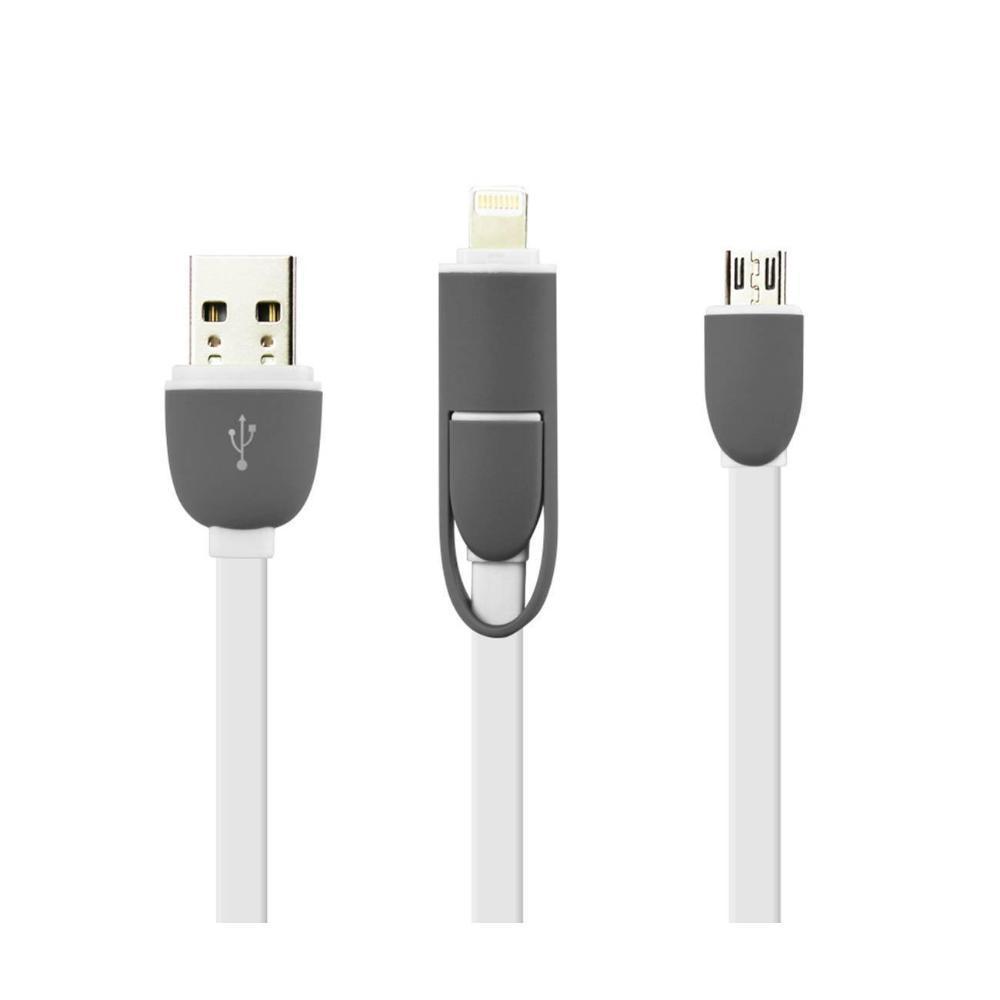 Cablu De Date MRG M-166, 2 in 1, Iphone 5/6 + Micro Usb, Alb