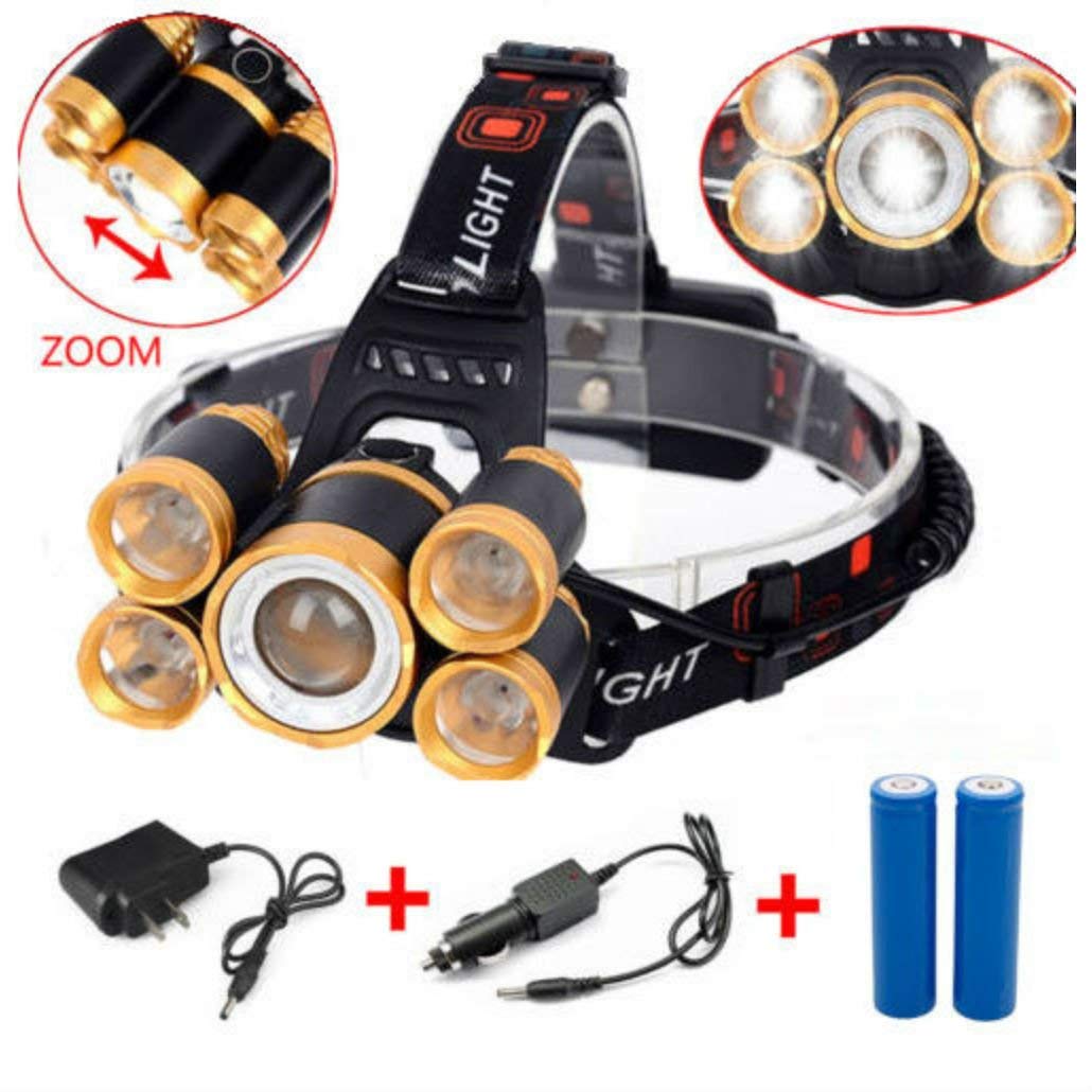 Lanterna de cap MRG P-248, 5x LED, Zoom, 2x Acumulatori 18650