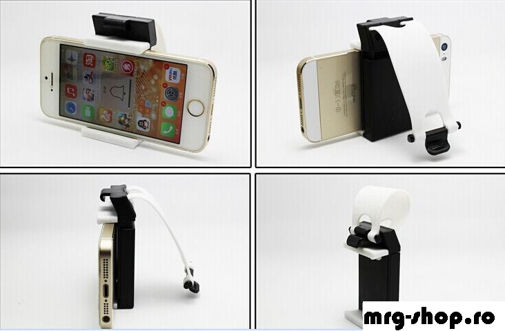 Suport Auto Volan Universal Reglabil Alb cu Negru pt Telefon Samsung, Iphone, Htc , Allview , Sony , LG