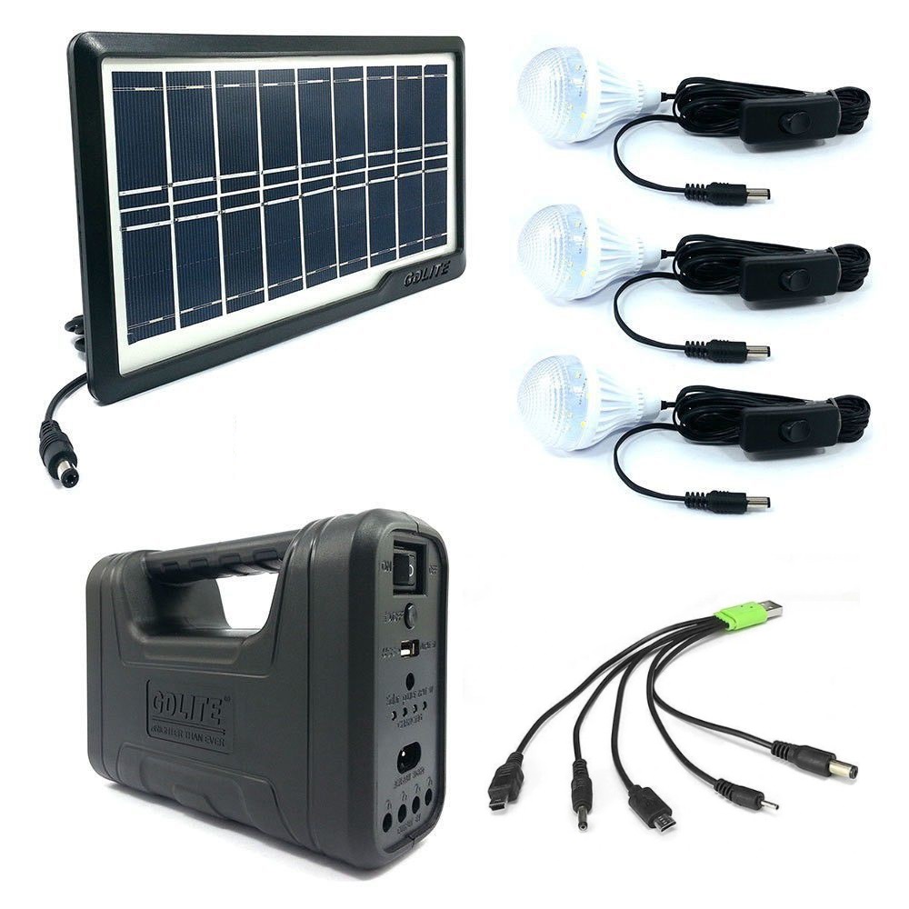 Kit Solar MRG AKL-8017A, Negru, 3 becuri, Panou solar