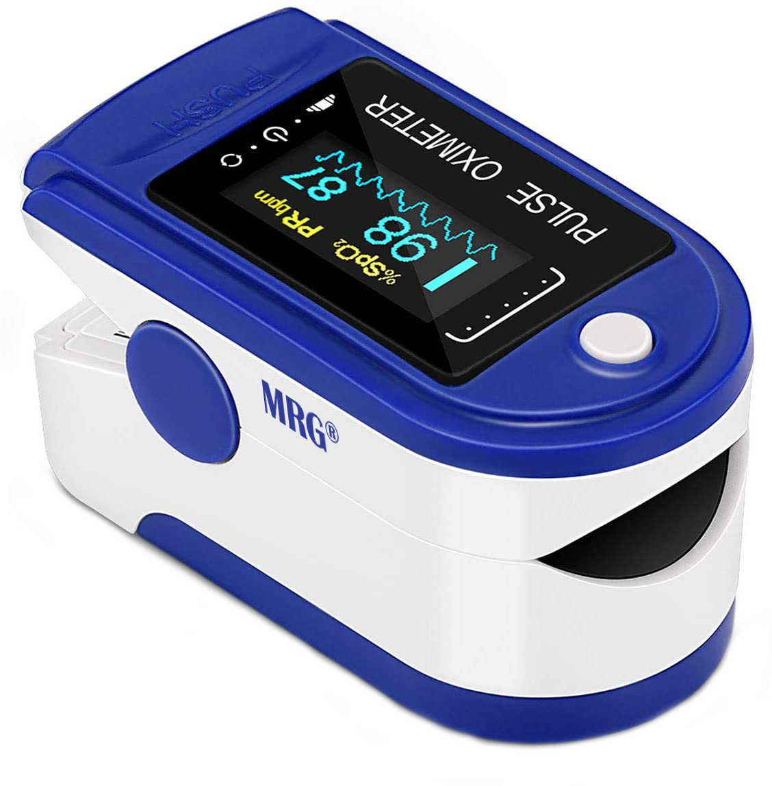 Pulsoximetru MRG M-AD805, Display digital, Pentru deget, Alb / Albastru