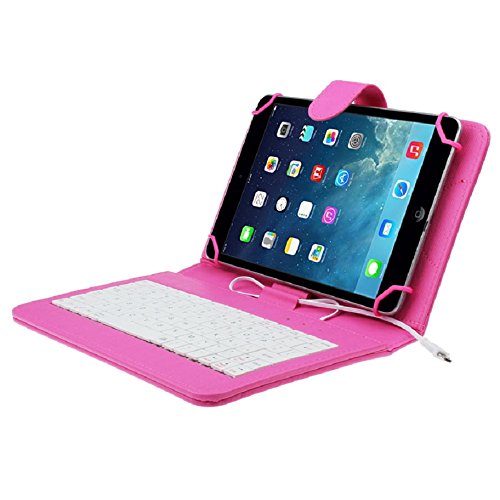 Husa Tableta 8 Inch Cu Tastatura Micro Usb Model X , Roz Aprins