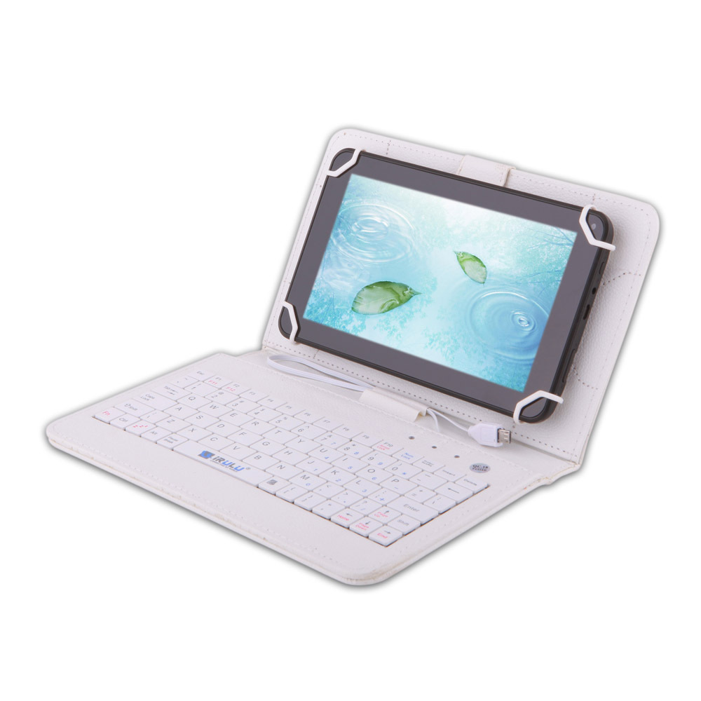 Husa Tableta 8 Inch Cu Tastatura Micro Usb Model X , Alb , Tip Mapa , Prindere 4 Cleme